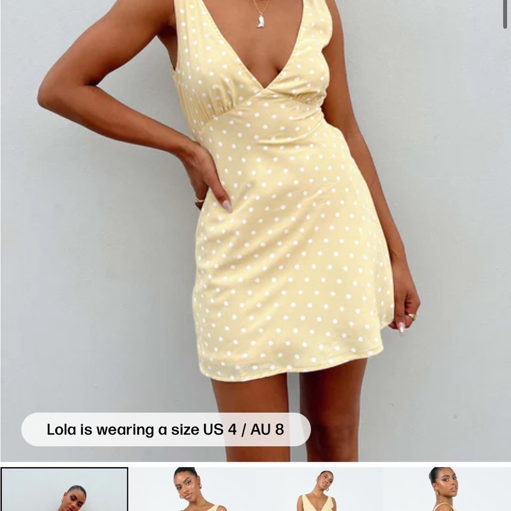 Princess Polly Cream Sundress Plunge Neckline Mini